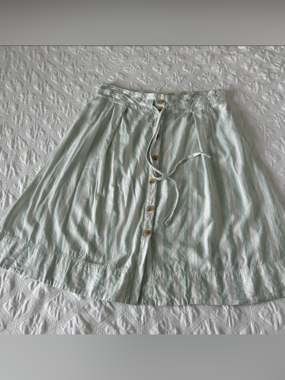 A New Day Gently Used, Size XXL, Color. Light Mint Button-Front A-Line Skirt.